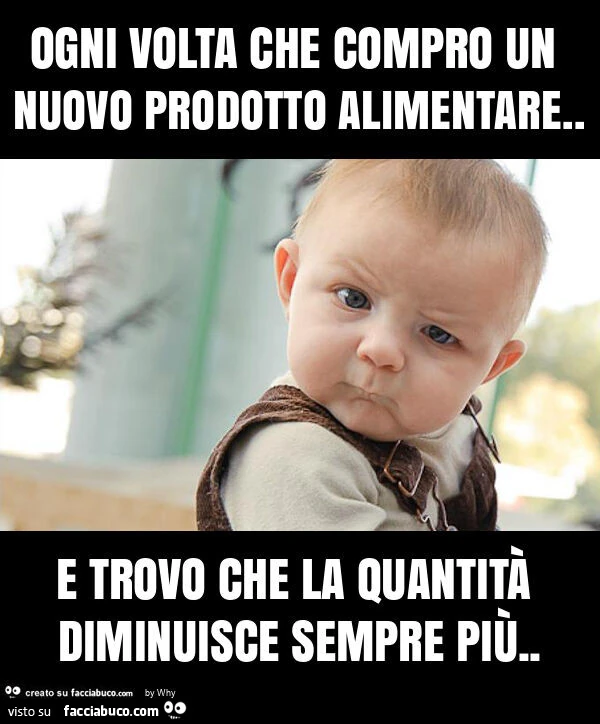 Ogni volta che compro un nuovo prodotto alimentare. E trovo che la quantità diminuisce sempre più
