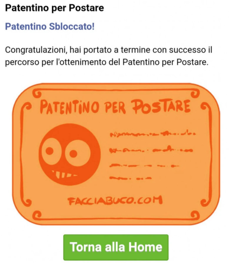 Patentino sbloccato di facciabuco