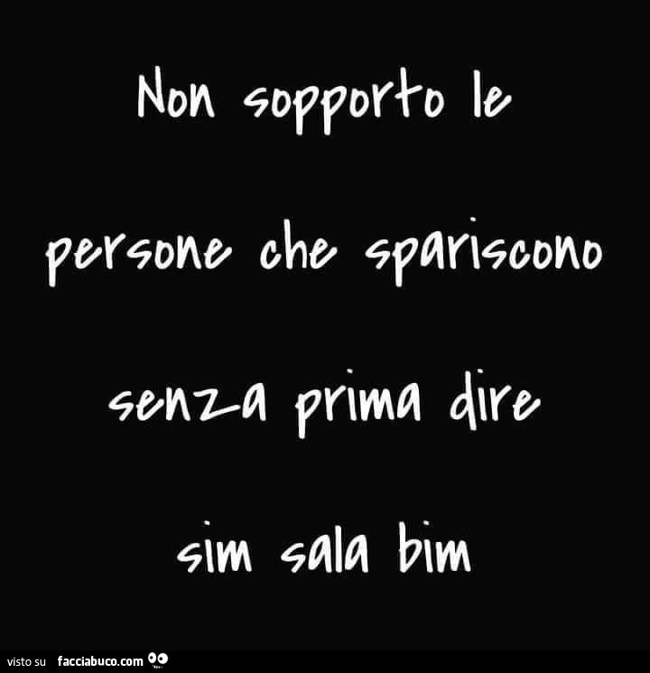 Non sopporto le persone che spariscono senza prima dire sim sala bim