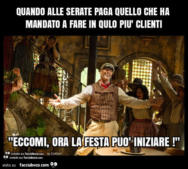 Quando alle serate paga quello che ha mandato a fare in qulo più clienti