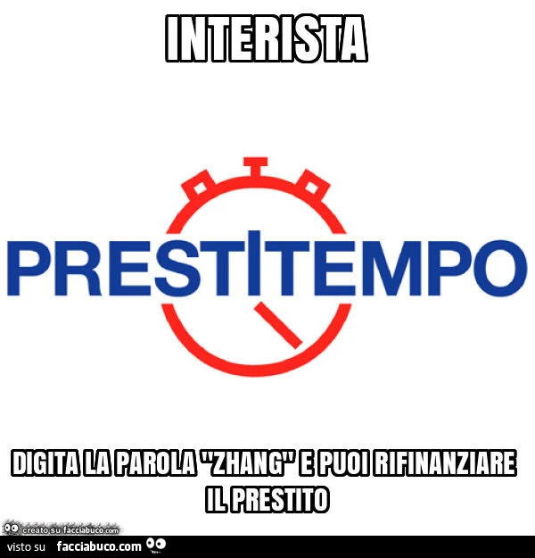 Interista digita la parola zhang e puoi rifinanziare il prestito
