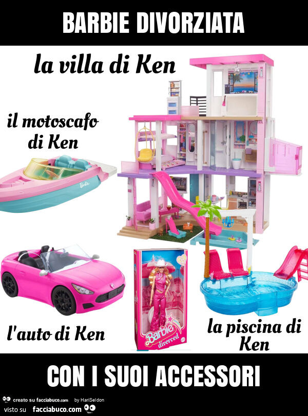 Barbie divorziata con i suoi accessori