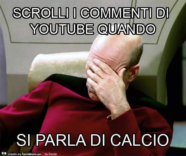 Scrolli i commenti di youtube quando si parla di calcio