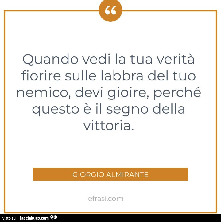 Quando vedi la tua verità fiorire sulle labbra del tuo nemico, devi gioire, perché questo è il segno della vittoria. Giorgio Almirante