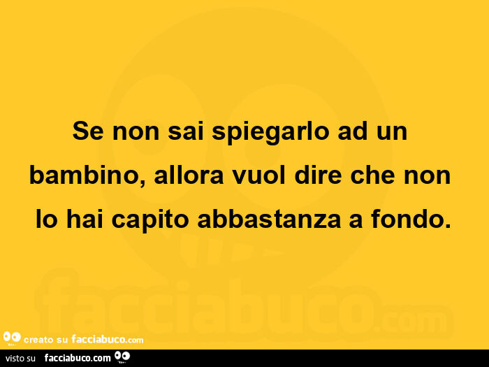 Se non sai spiegarlo ad un bambino, allora vuol dire che non lo hai capito abbastanza a fondo