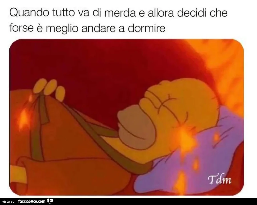 Quando tutto va di merda e allora decidi che forse è meglio andare a dormire simpson