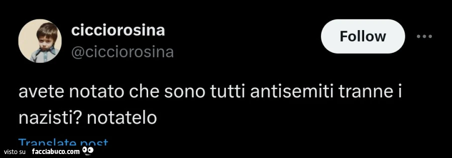 Avete notato che sono tutti antisemiti tranne i nazisti? Notatelo