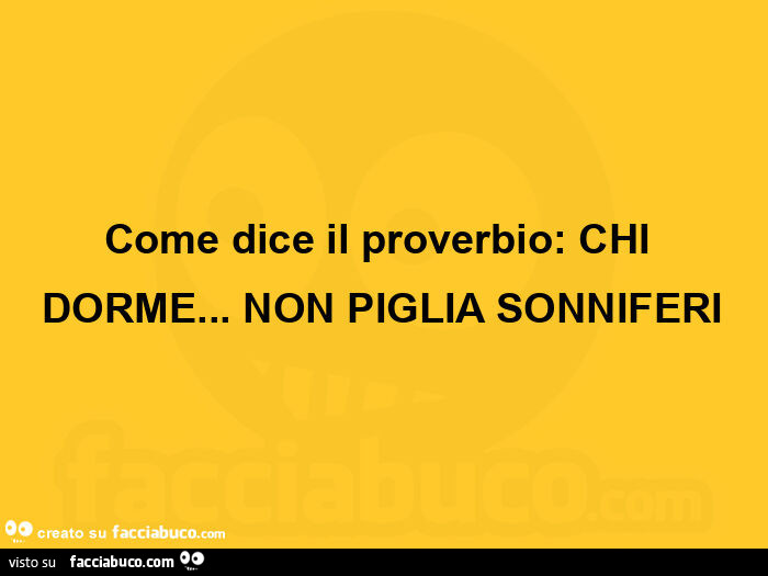 Come dice il proverbio: chi dorme… non piglia sonniferi