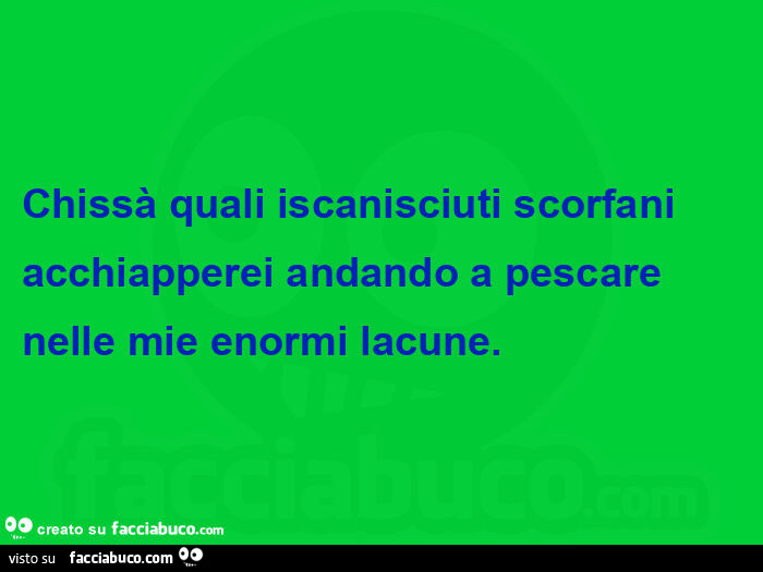 Chissà quali iscanisciuti scorfani acchiapperei andando a pescare nelle mie enormi lacune