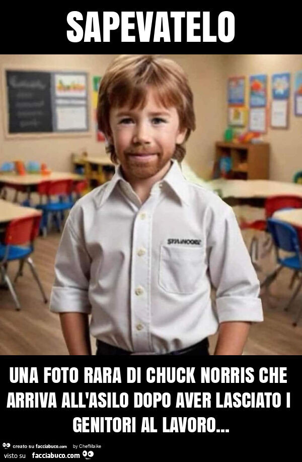 Sapevatelo una foto rara di chuck norris che arriva all'asilo dopo aver lasciato i genitori al lavoro