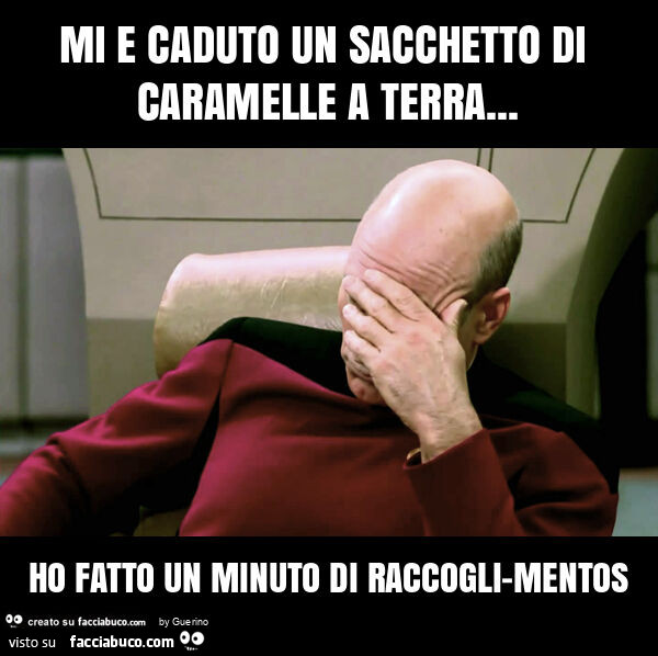 Mi e caduto un sacchetto di caramelle a terra… ho fatto un minuto di raccogli-mentos