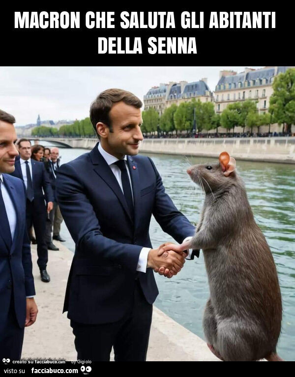 Macron che saluta gli abitanti della senna