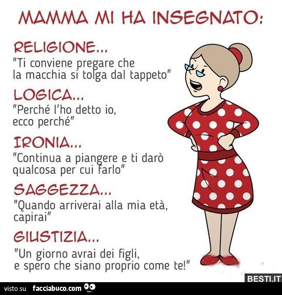 Mamma mi ha insegnato: religione, logica, ironia, saggezza, giustizia