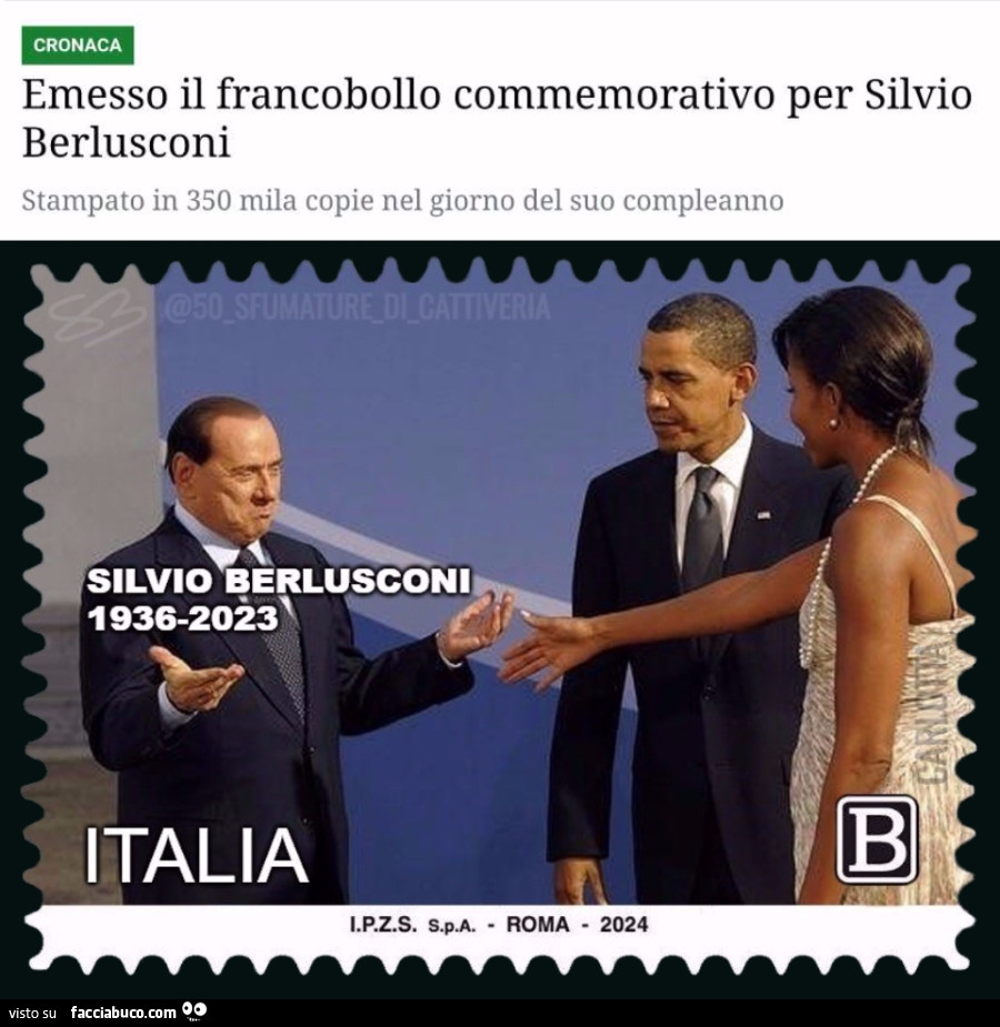 Emesso il francobollo commemorativo di Berlusconi