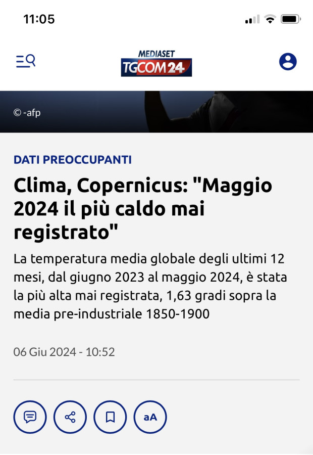 Clima, copernicus: maggio 2024 il più caldo mai registrato