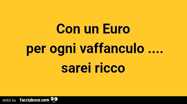 Con un euro per ogni vaffanculo sarei ricco