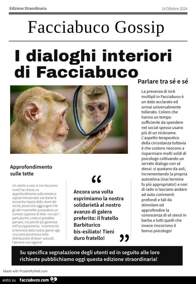 Faccia buco Gossip edizione straordinaria