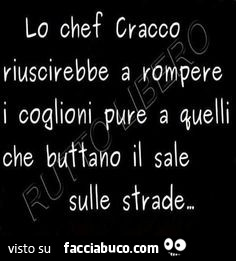 Lo chef Cracco riuscirebbe a rompere i coglioni pure a quelli che buttano il sale sulle strade