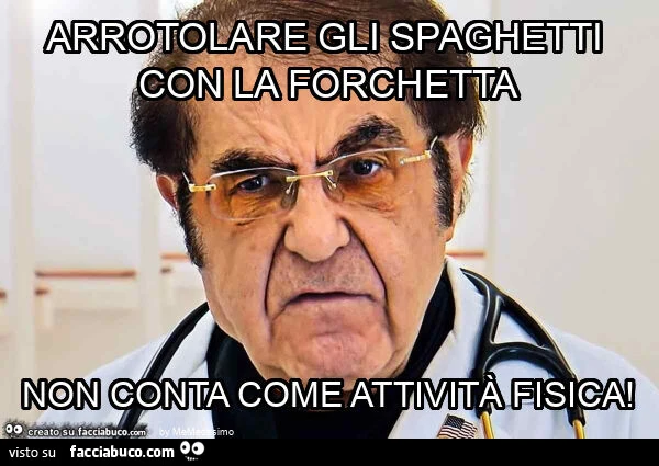 Arrotolare gli spaghetti con la forchetta non conta come attività fisica