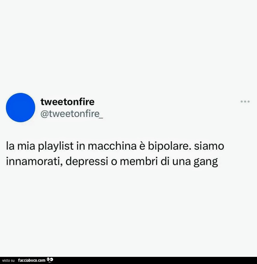 La mia playlist in macchina è bipolare. Siamo innamorati, depressi o membri di una gang