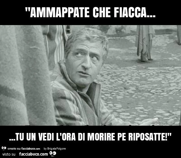 "ammappate che fiacca… tu un vedi l'ora di morire pe riposatte! "