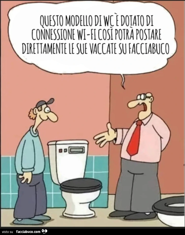 Questo modello di WC è dotato di connessione Wi-Fi così potrà postare direttamente le sue vaccate su facciabuco