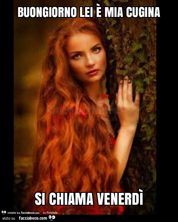 Buongiorno lei è mia cugina si chiama venerdì