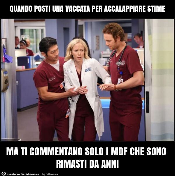 Quando posti una vaccata per accalappiare stime ma ti commentano solo i mdf che sono rimasti da anni