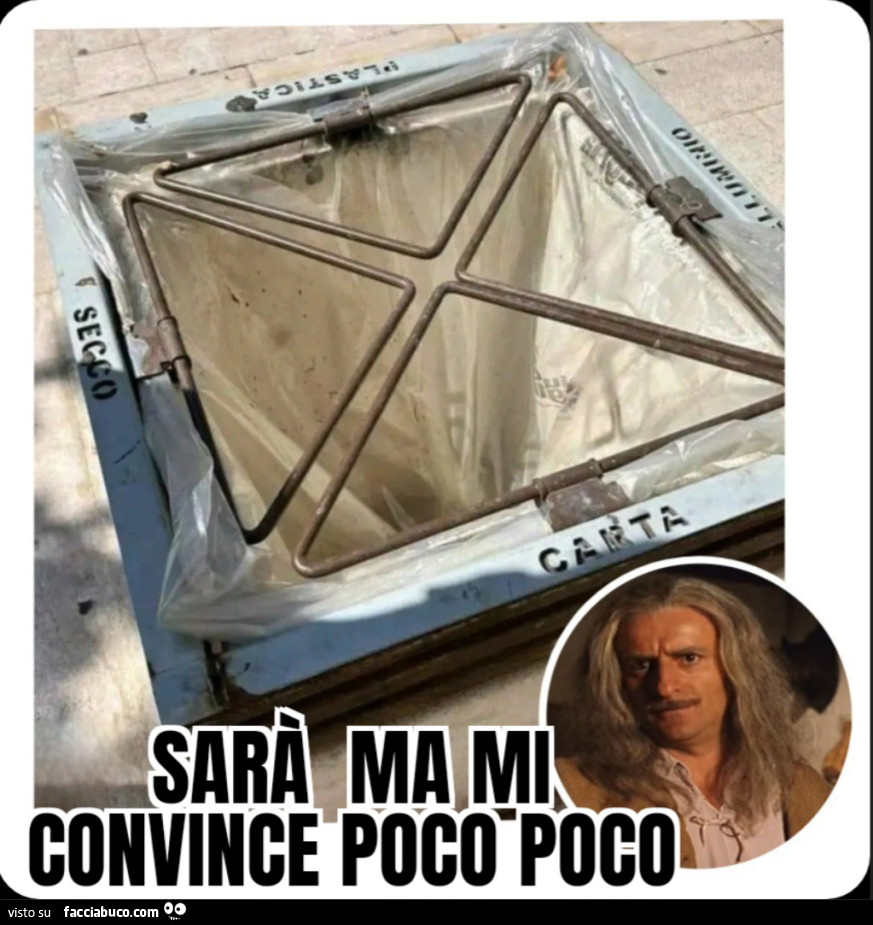 Bidone carta plastica secco alluminio raccolta differenziata sarà ma mi convince poco poco