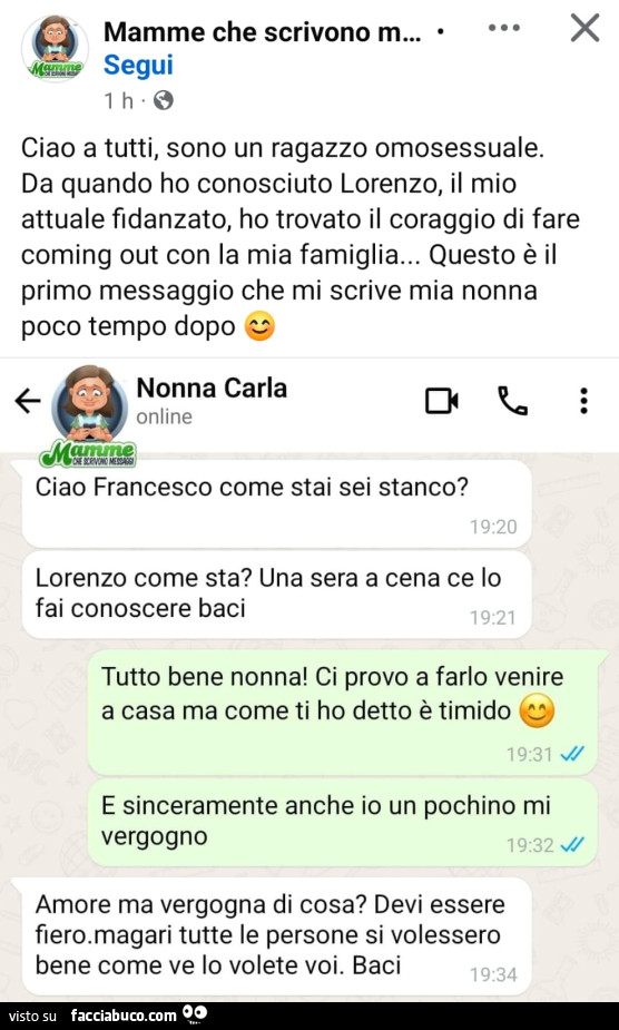 Ciao a tutti, sono un ragazzo omosessuale. Da quando ho conosciuto lorenzo, il mio attuale fidanzato, ho trovato il coraggio di fare coming out con la mia famiglia