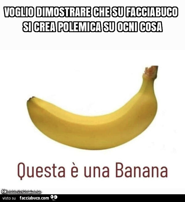 Voglio dimostrare che su facciabuco si crea polemica su ogni cosa. Questa è una banana