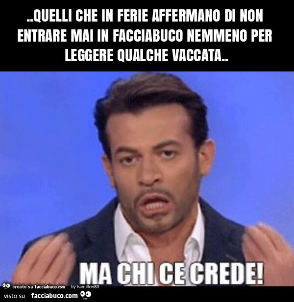 Quelli che in ferie affermano di non entrare mai in facciabuco nemmeno per leggere qualche vaccata