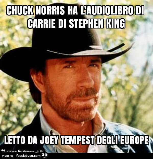 Chuck norris ha l'audiolibro di carrie di stephen king letto da joey tempest degli europe