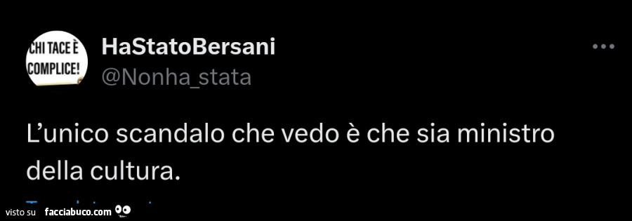 L'unico scandalo che vedo è che sia ministro della cultura