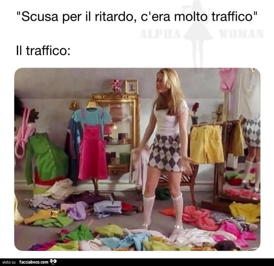 Scusa per il ritardo c'era molto traffico vestiti alpha woman