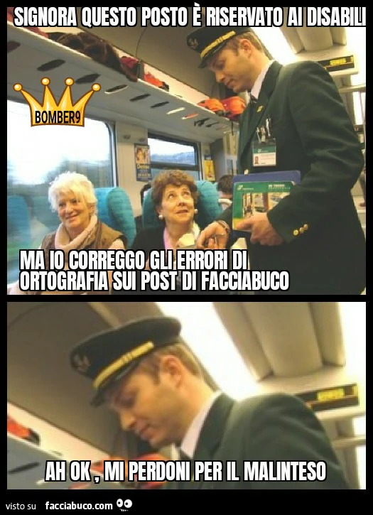 Signora questo posto รจ riservato ai disabili ma io correggo gli errori di ortografia sui post di facciabuco