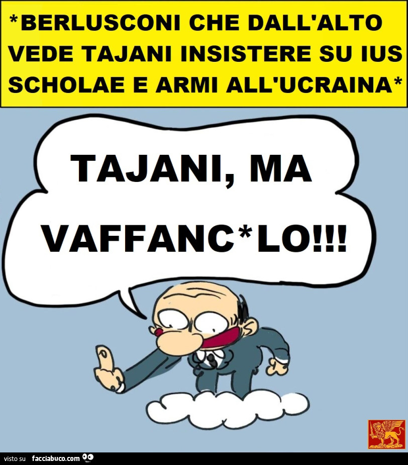 Berlusconi che dall'alto vede Tajani sostenere ius scholae e armi all' Ucraina