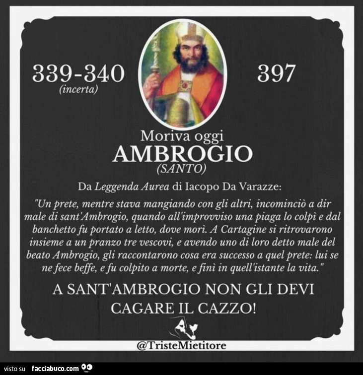 A S. Ambrogio non gli devi cagare il casso