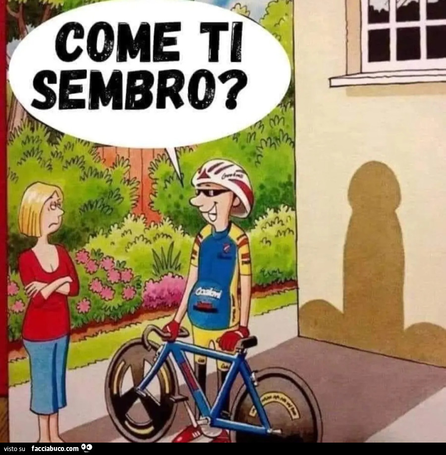 Come ti sembro ciclista coppia ombra vignetta