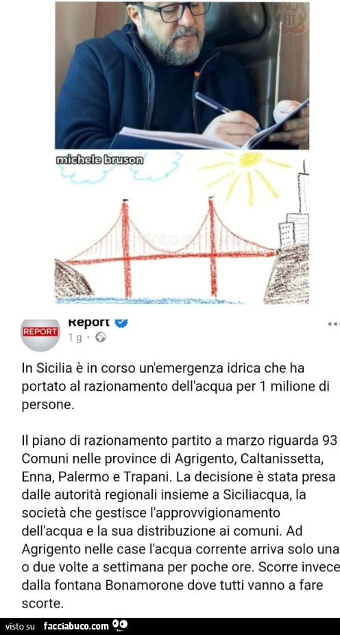 In sicilia è in corso un'emergenza idrica che ha portato al razionamento dell'acqua per 1 milione di persone