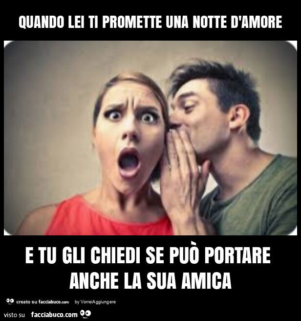 Quando lei ti promette una notte d'amore e tu gli chiedi se può portare anche la sua amica