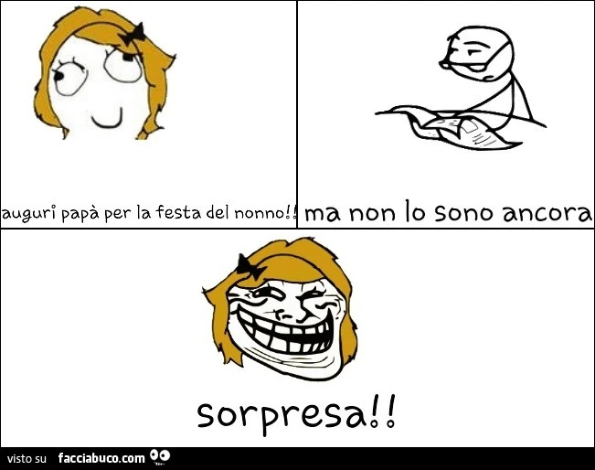 Auguri papà per la festa del nonno! Ma non lo sono ancora. Sorpresa