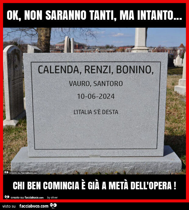 Ok, non saranno tanti, ma intanto… chi ben comincia è già a metà dell'opera