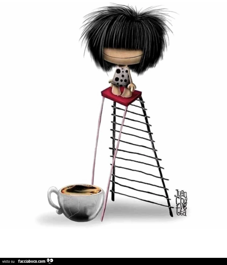 Pupazzina scala per tuffarsi nel caffè