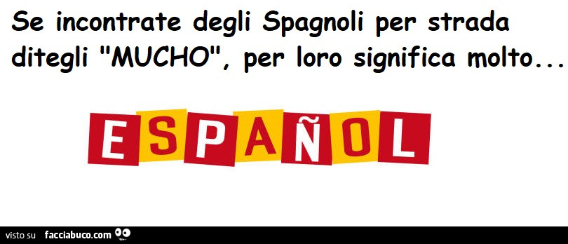 Se incontrate degli spagnoli per strada ditegli mucho, per loro significa molto…