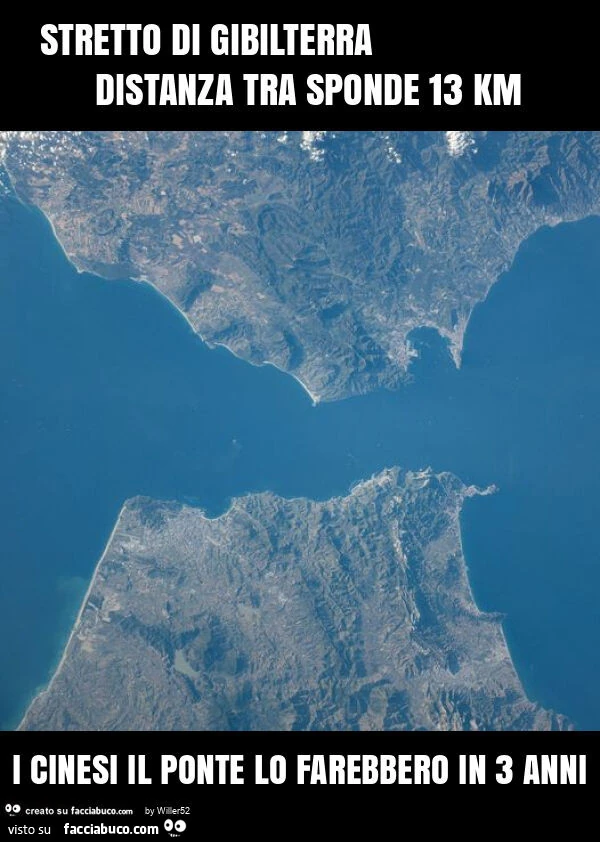 Stretto di gibilterra distanza tra sponde 13 km i cinesi il ponte lo farebbero in 3 anni