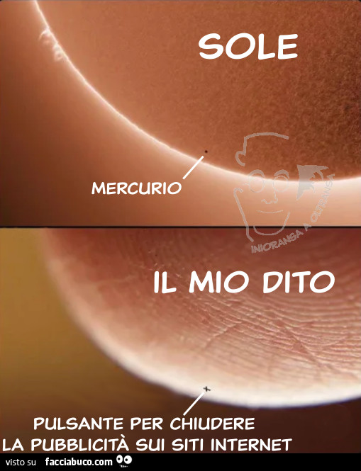 Sole - mercurio VS dito - pubblicità