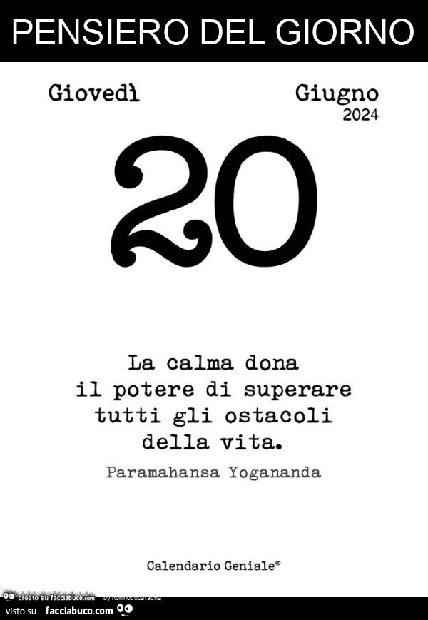 Pensiero del giorno: la calma dona il potere di superare tutti gli ostacoli della vita. Paramahansa Yogananda