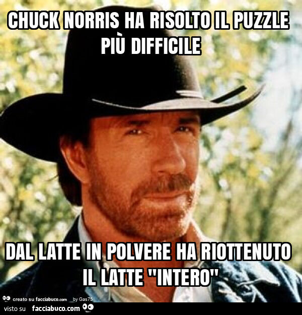 Chuck norris ha risolto il puzzle più difficile dal latte in polvere ha riottenuto il latte "intero"