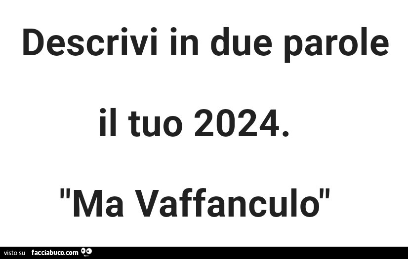 Descrivi in due parole il tuo 2024. Ma vaffanculo